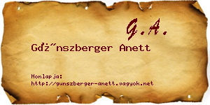 Günszberger Anett névjegykártya